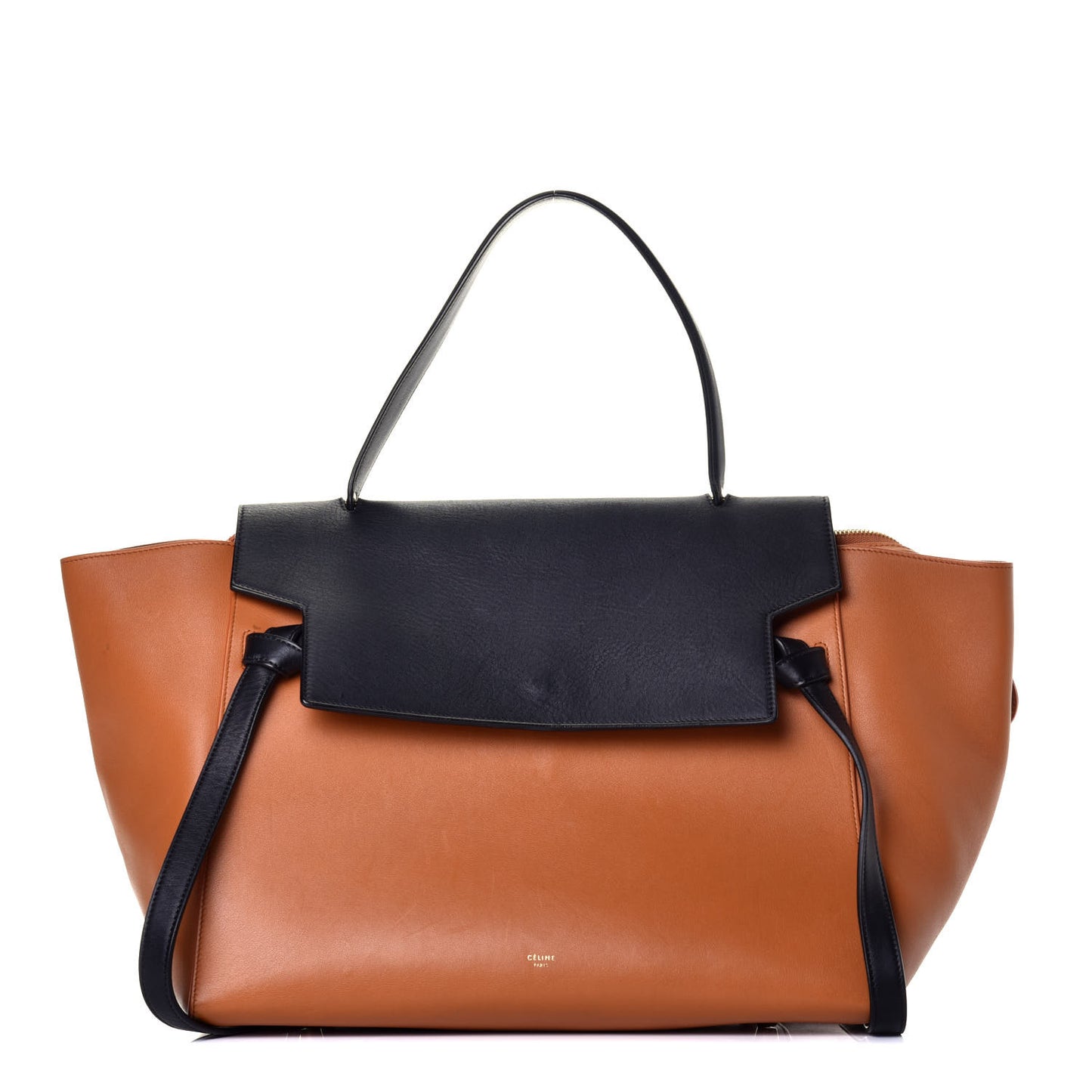 Smooth Calfskin Large Bi-Color Belt Bag Tan