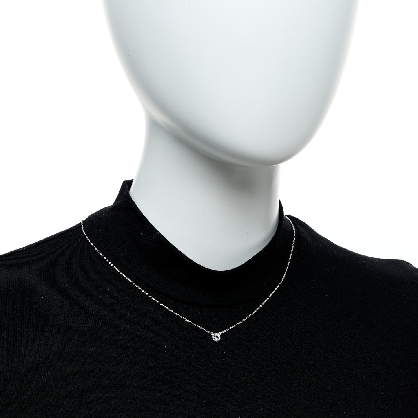 Sterling Silver Aquamarine .13ct Elsa Peretti Color by the Yard Pendant Necklace