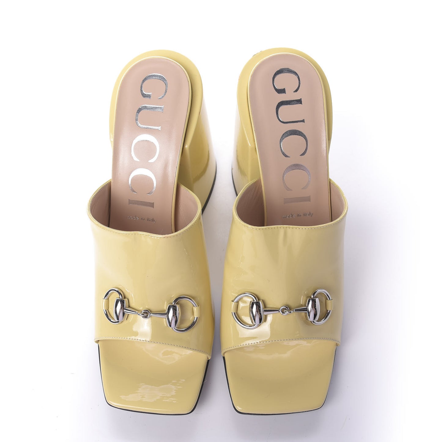 Patent Lexi Horsebit High-Heel Slide Sandals 41 Burro