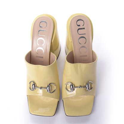 Gucci Patent Lexi Horsebit High-Heel Slide Sandals 41 Burro 5 of 14