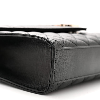 Saint Laurent Grain De Poudre Textured Mixed Matelasse Triquilt Medium Monogram Satchel Black 9 of 10
