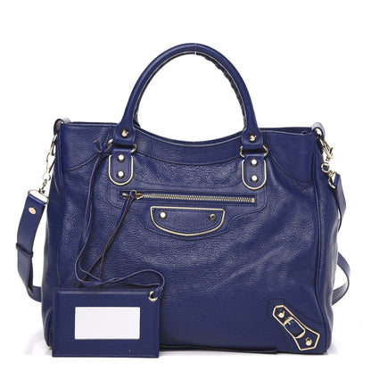 Balenciaga Chevre Gold Metallic Edge Hardware Velo Bleu Roi 1 of 9