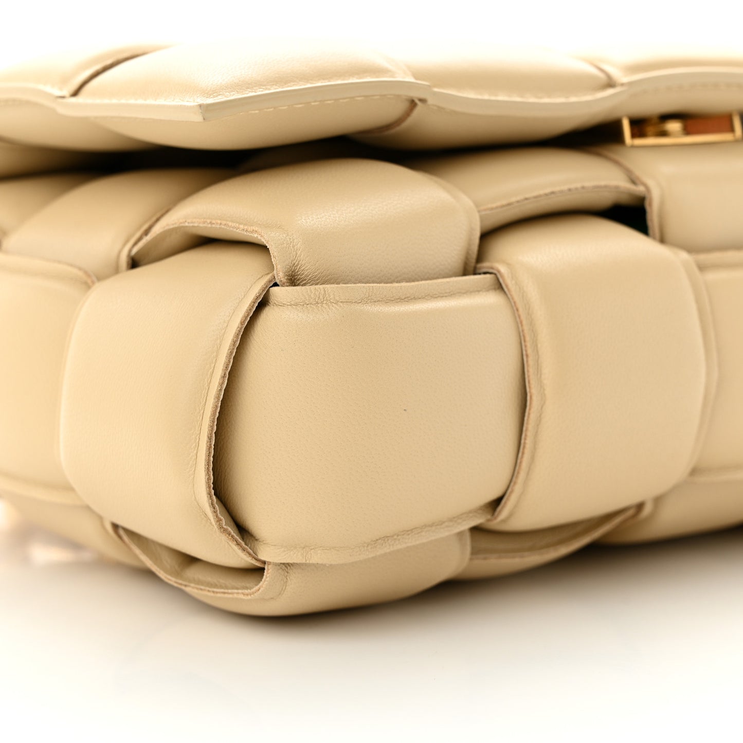 Lambskin Maxi Intreccio Padded Chain Cassette Crossbody Bag Porridge