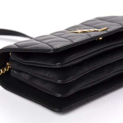 Saint Laurent Lambskin Diamond Quilted Monogram Angie Chain Bag Black 6 of 11