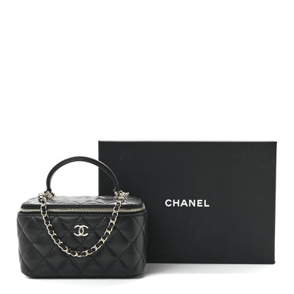 Chanel Lambskin Quilted Small Top Handle Vanity Case With Chain Black 13 of 13