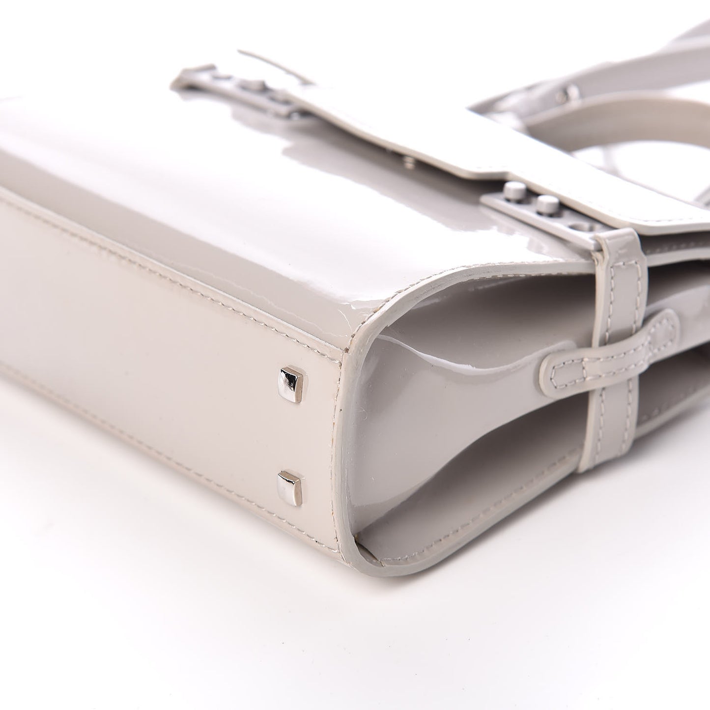 Patent Calfskin Micro Tempete Satchel Gray