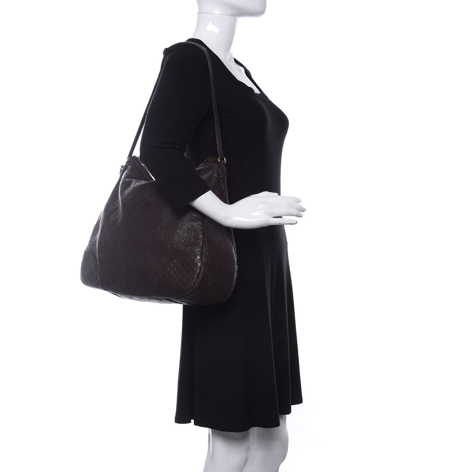Gucci Guccissima Large Bree Hobo Dark Brown 2 of 12
