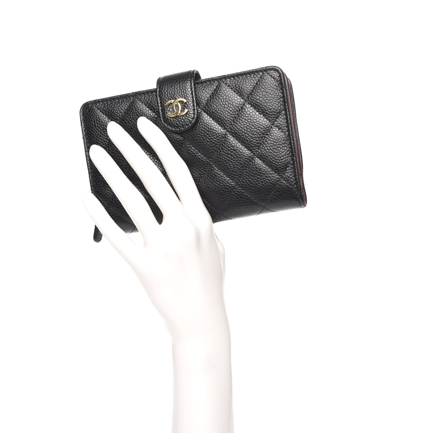 Caviar Quilted Zipped Pocket Wallet Black