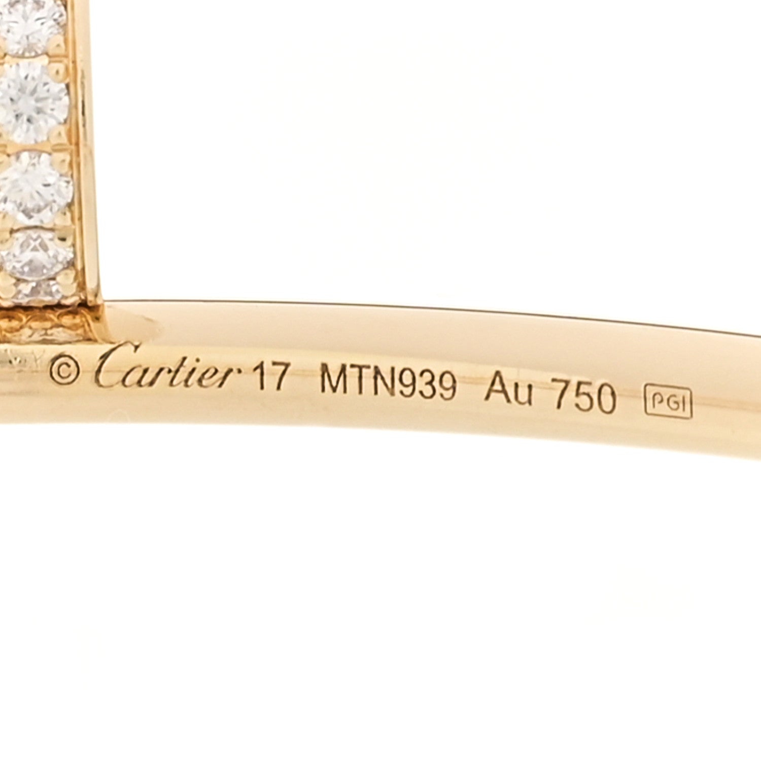 Cartier 18K Yellow Gold Diamond Small Juste Un Clou Bracelet 17 4 of 4