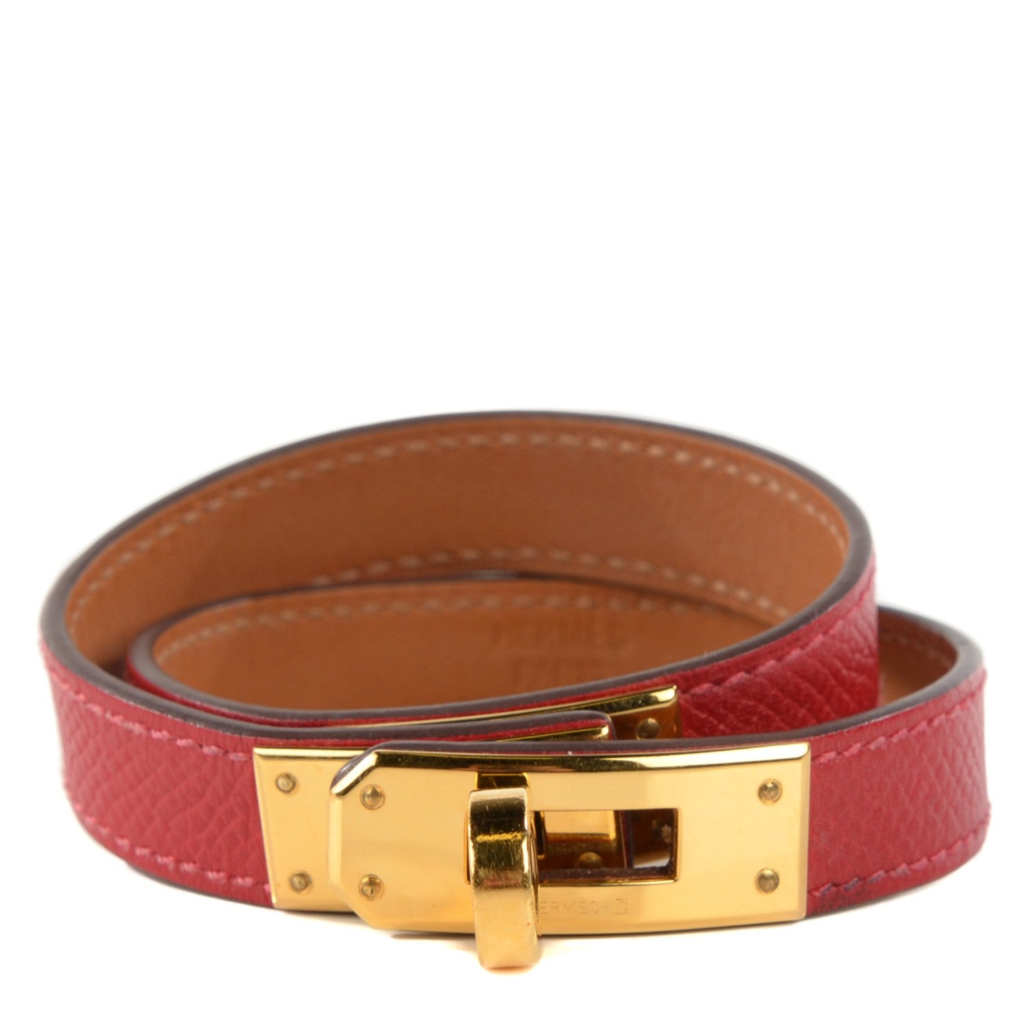 Hermes Epsom Kelly Double Tour Bracelet S Rouge Casaque 1 of 7