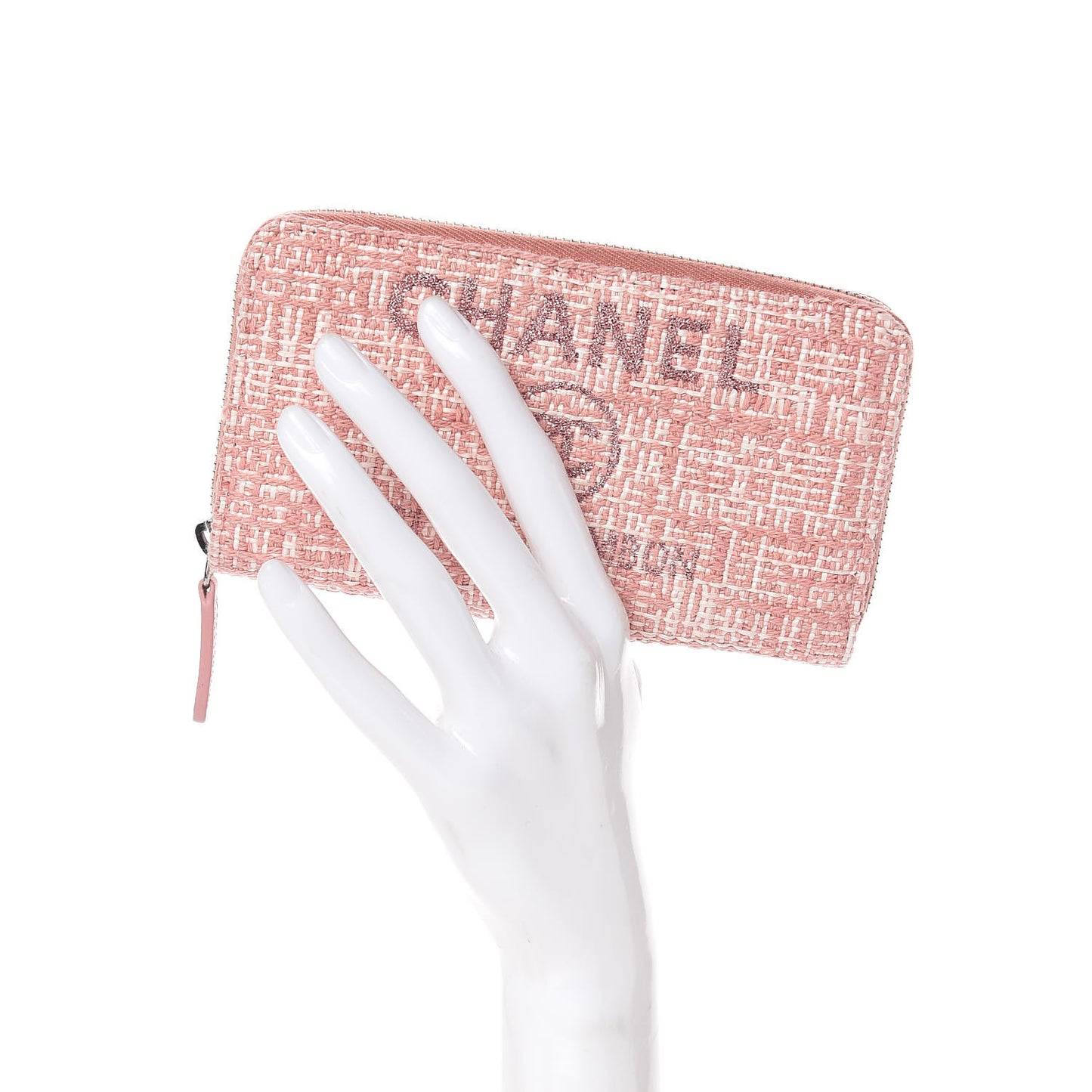 Lurex Canvas Deauville Medium Zip Around Wallet Pink