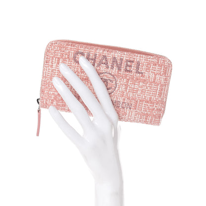 Chanel Lurex Canvas Deauville Medium Zip Around Wallet Pink 2 of 11
