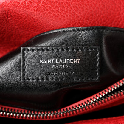 Saint Laurent Sheepskin Matelasse Chevron Monogram Medium College Bag Rouge 6 of 10