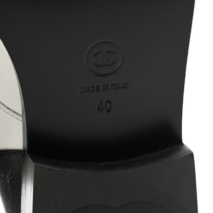 Chanel Distressed Patent Cap Toe Combat Boots 40 White Black 6 of 9