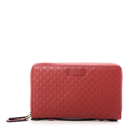 Gucci Microguccissima Zip Around Top Handle Travel Wallet Red 1 of 8