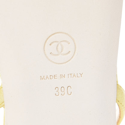 Chanel Goatskin Pearl Camellia Thong Sandals 39 Yellow 6 of 7