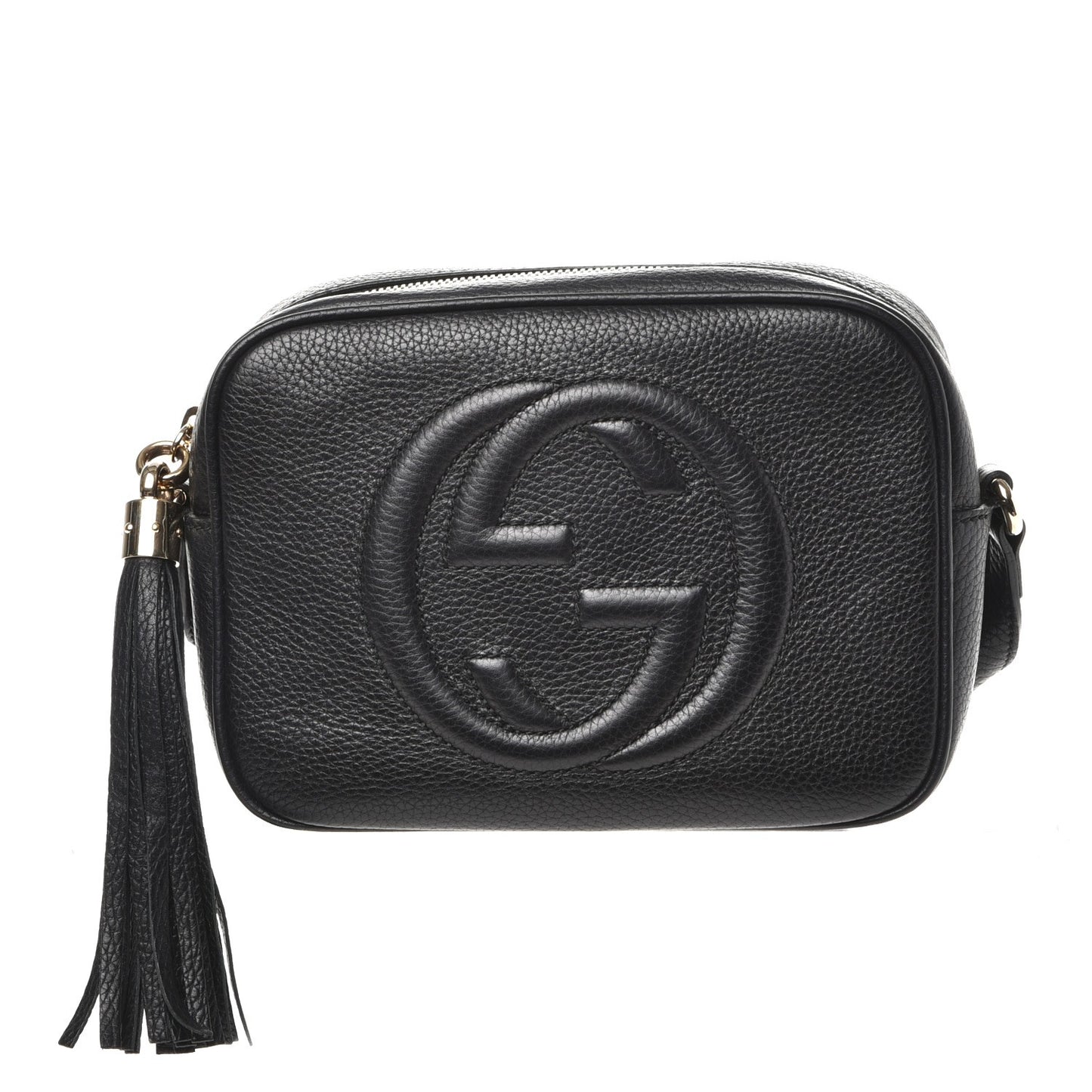 Pebbled Calfskin Small Soho Disco Bag Black