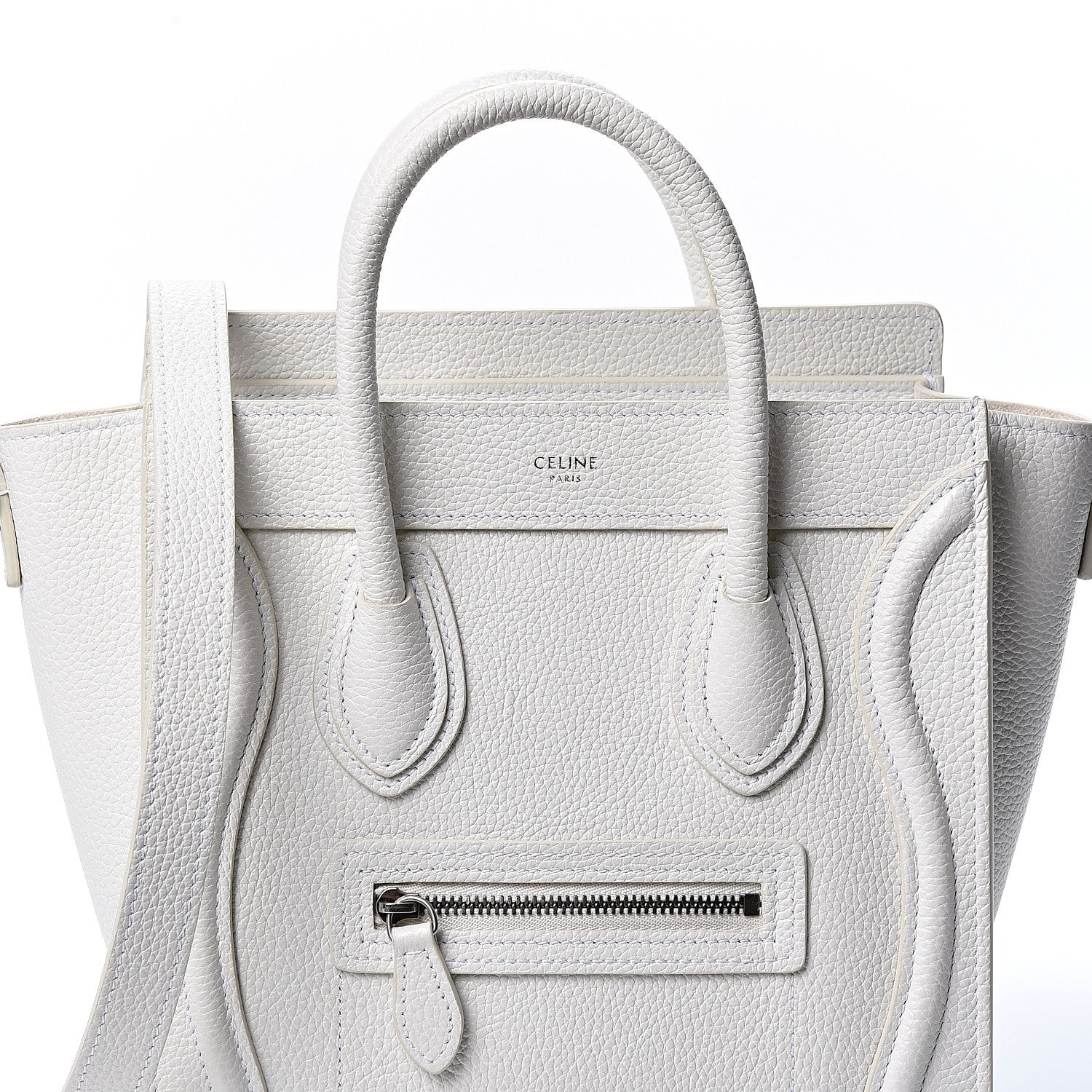Celine Drummed Calfskin Nano Luggage White 8 of 10