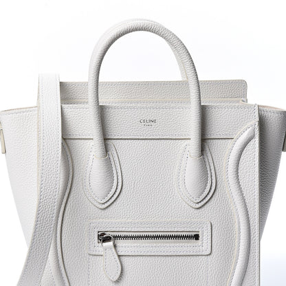 Celine Drummed Calfskin Nano Luggage White 8 of 10