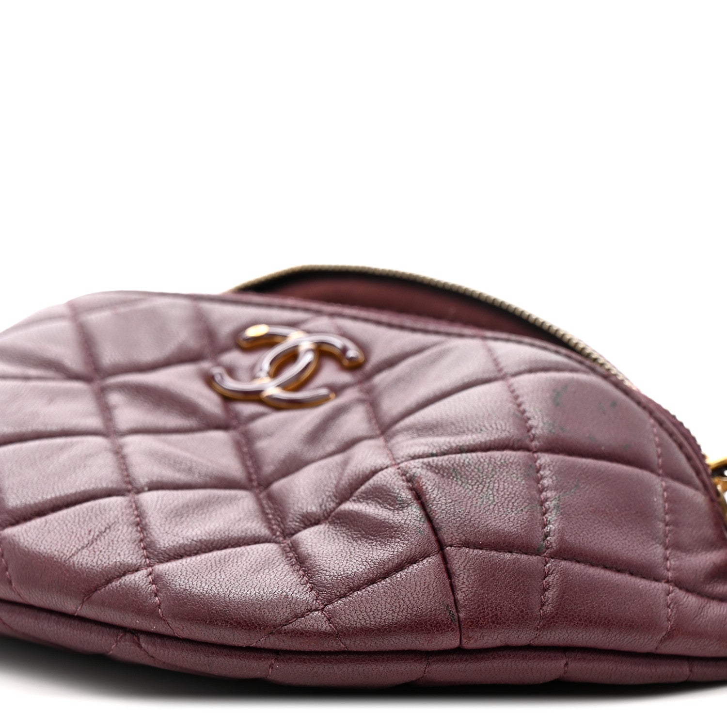 Chanel Shiny Lambskin Enamel Quilted CC Slide Waist Bag Fanny Pack  Burgundy 10 of 11