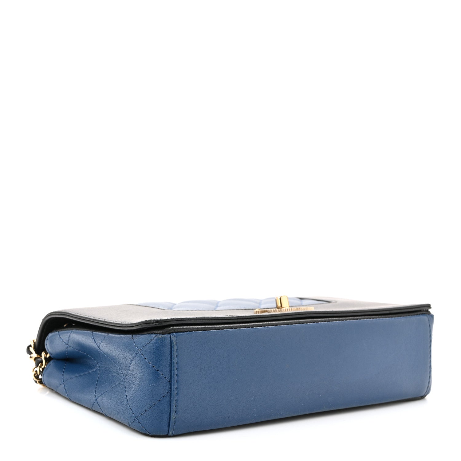 Chanel Sheepskin Quilted Small Mademoiselle Flap Black Blue 4 of 10