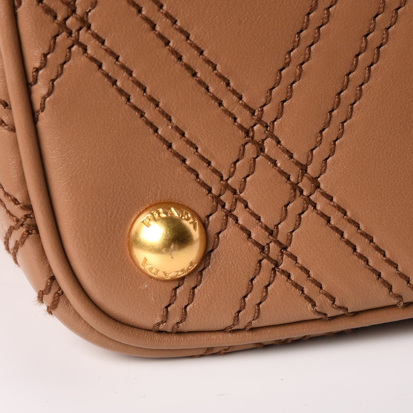 City Calf Quilted Large Double Bag Caramel