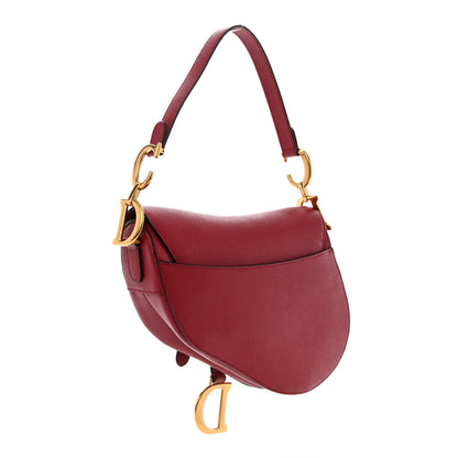 Christian Dior Grained Calfskin Saddle Bag Red 3 of 11