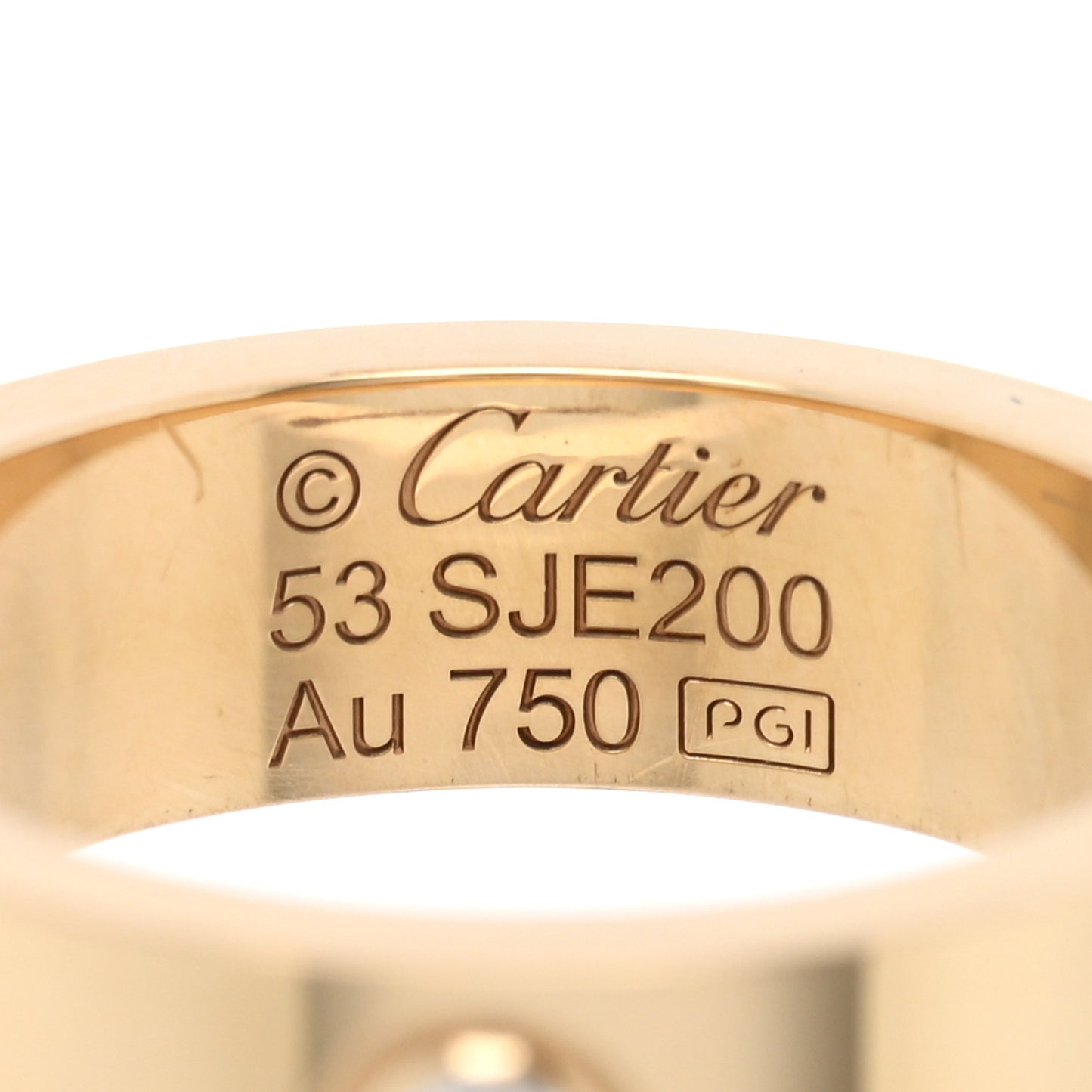 18K Yellow Gold 3 Diamond 5.5mm LOVE Ring 53 6.5