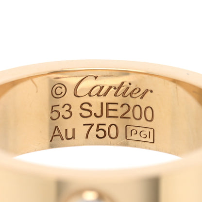 Cartier 18K Yellow Gold 3 Diamond 5.5mm LOVE Ring 53 6.5 4 of 5