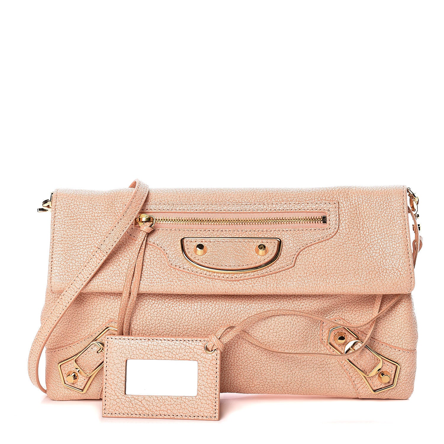 Balenciaga Chevre Gold Metallic Edge Hardware Envelope Clutch Rose Corail 1 of 8