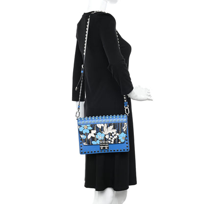 Prada City Calfskin Orchid Print Studded Elektra Shoulder Bag Marea 2 of 11