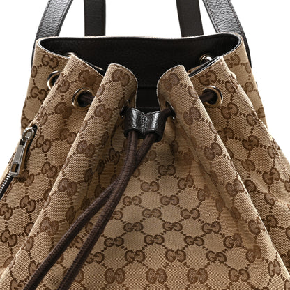 Gucci Monogram Dollar Calfskin O Drawstring Backpack Beige Ebony Testa di Moro Dark Chocolate 8 of 10