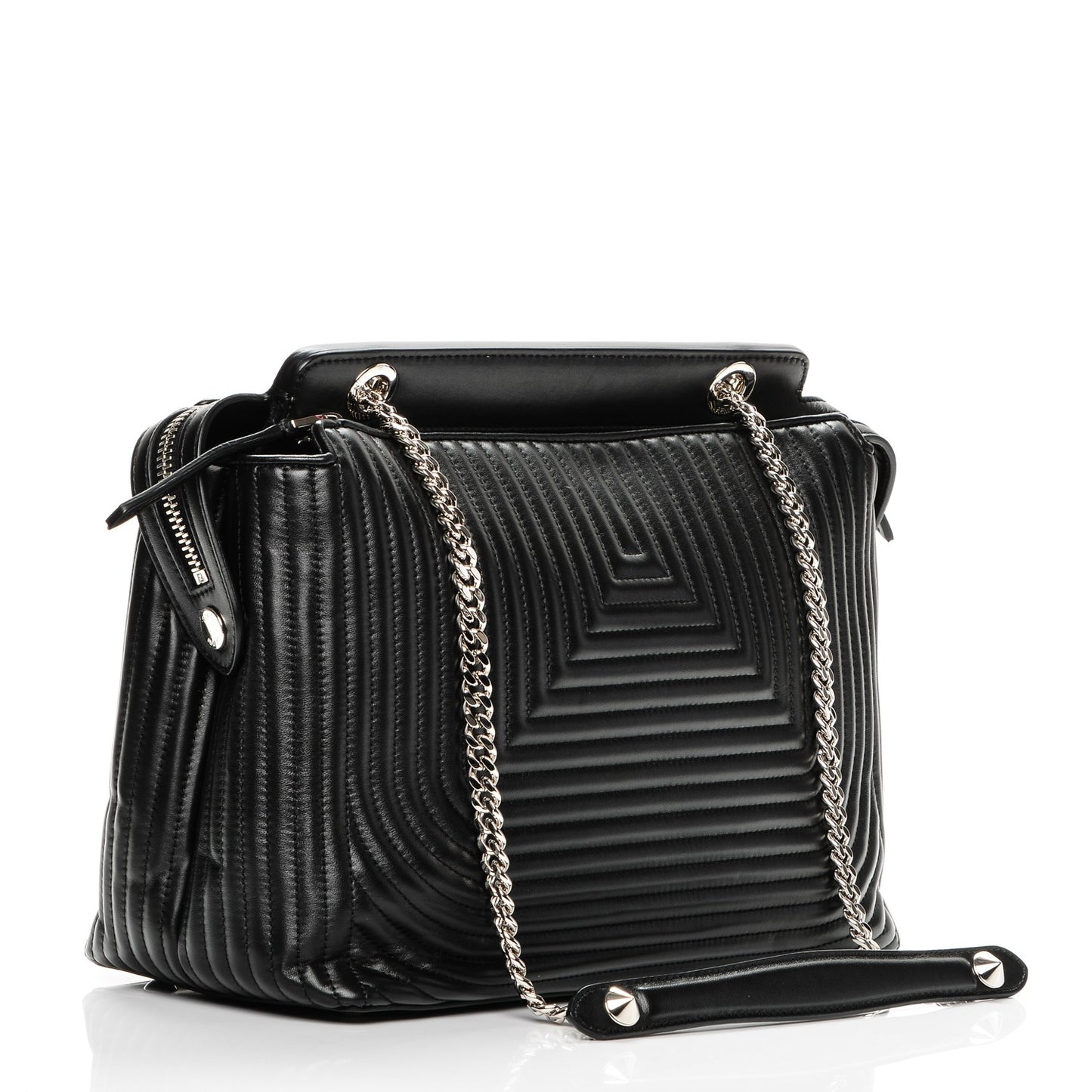 Shiny Nappa Trapuntata DotCom Chain Satchel Black