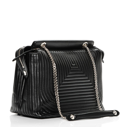 Fendi Shiny Nappa Trapuntata DotCom Chain Satchel Black 3 of 7