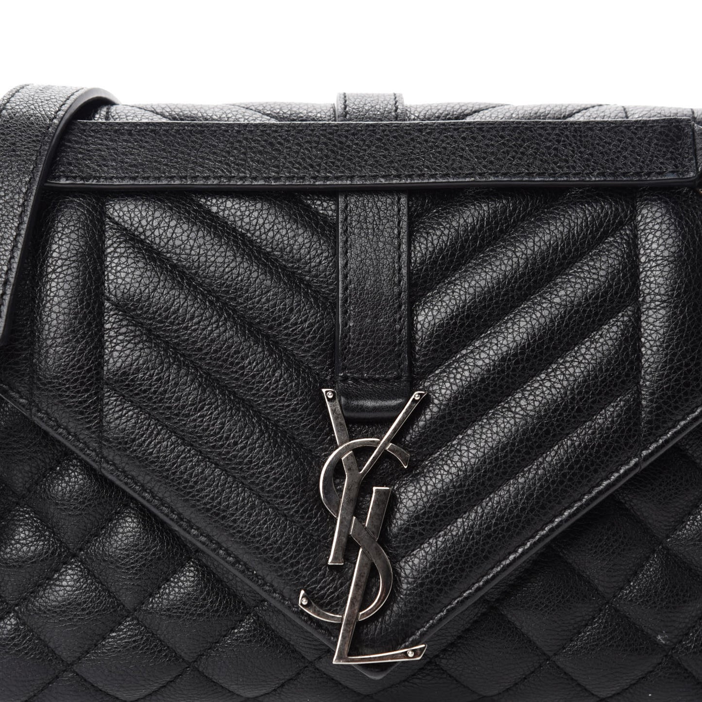 Grained Calfskin Tri-Quilt Monogram Medium College Bag Black