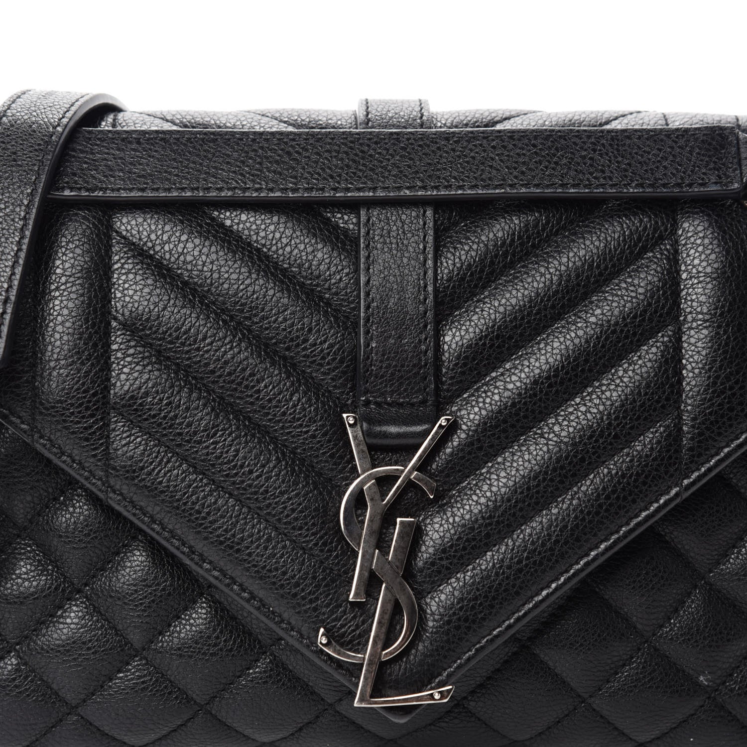 Saint Laurent Grained Calfskin Tri-Quilt Monogram Medium College Bag Black 11 of 11