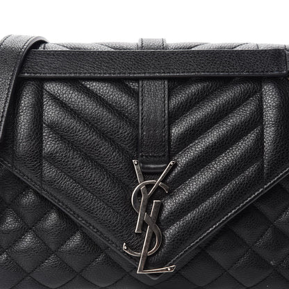 Saint Laurent Grained Calfskin Tri-Quilt Monogram Medium College Bag Black 11 of 11