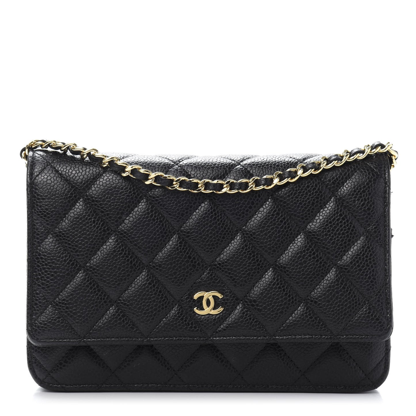 Caviar Quilted Wallet On Chain WOC Black