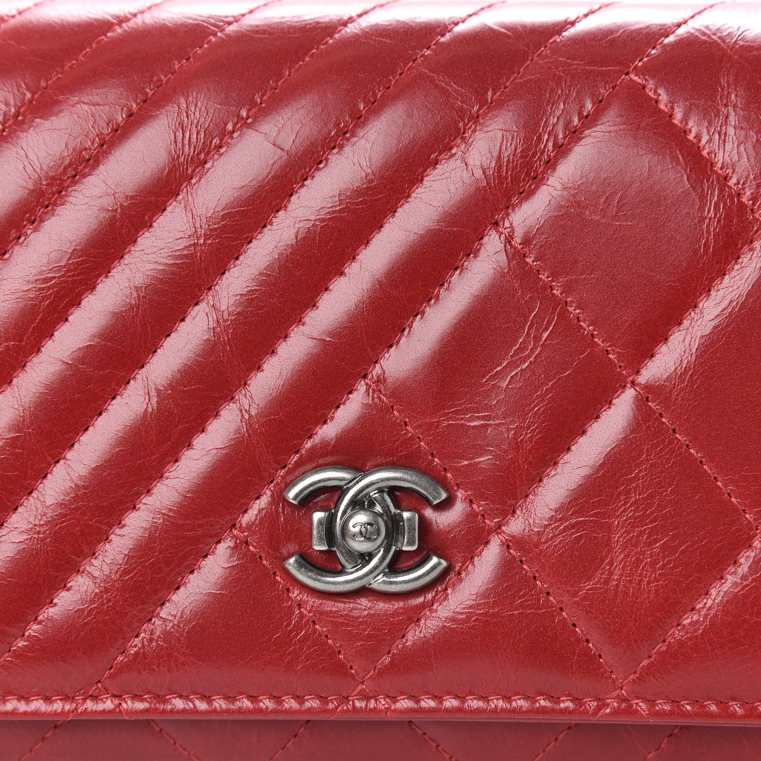 Chanel Glazed Calfskin Quilted Coco Boy Large Gusset Flap Wallet Red 9 of 10