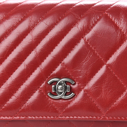 Chanel Glazed Calfskin Quilted Coco Boy Large Gusset Flap Wallet Red 9 of 10