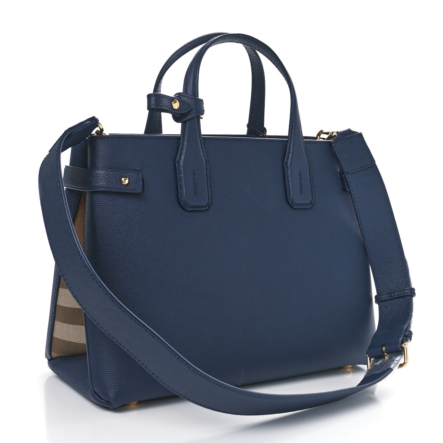 Derby Calfskin Vintage Check Medium Banner Tote Regency Blue