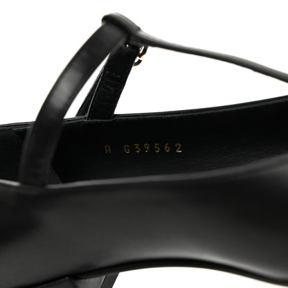 Chanel Calfskin Cap Toe T Strap CC Flats 37 Black 7 of 9