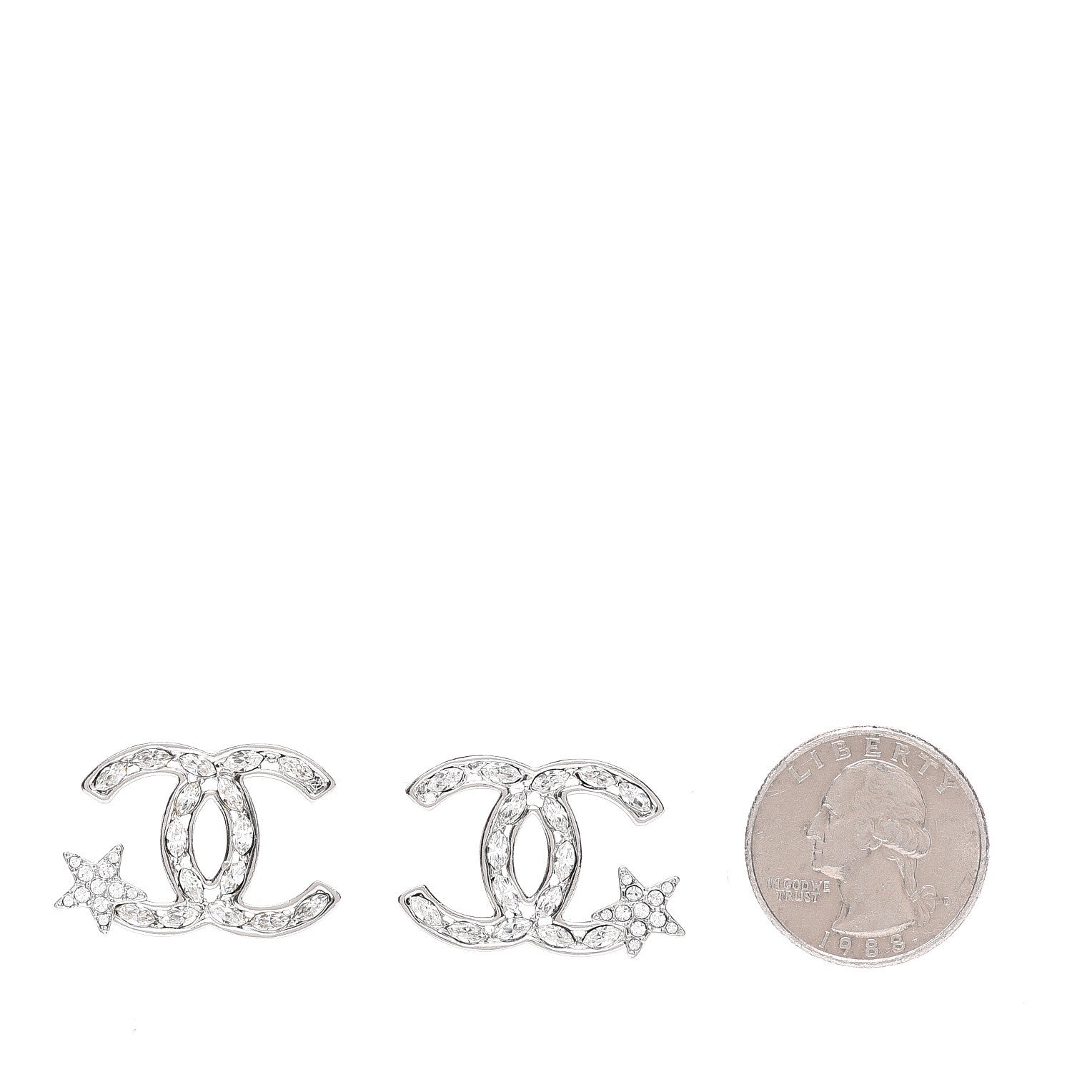 Chanel Crystal CC Starfall Earrings Silver 2 of 4