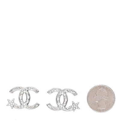 Chanel Crystal CC Starfall Earrings Silver 2 of 4
