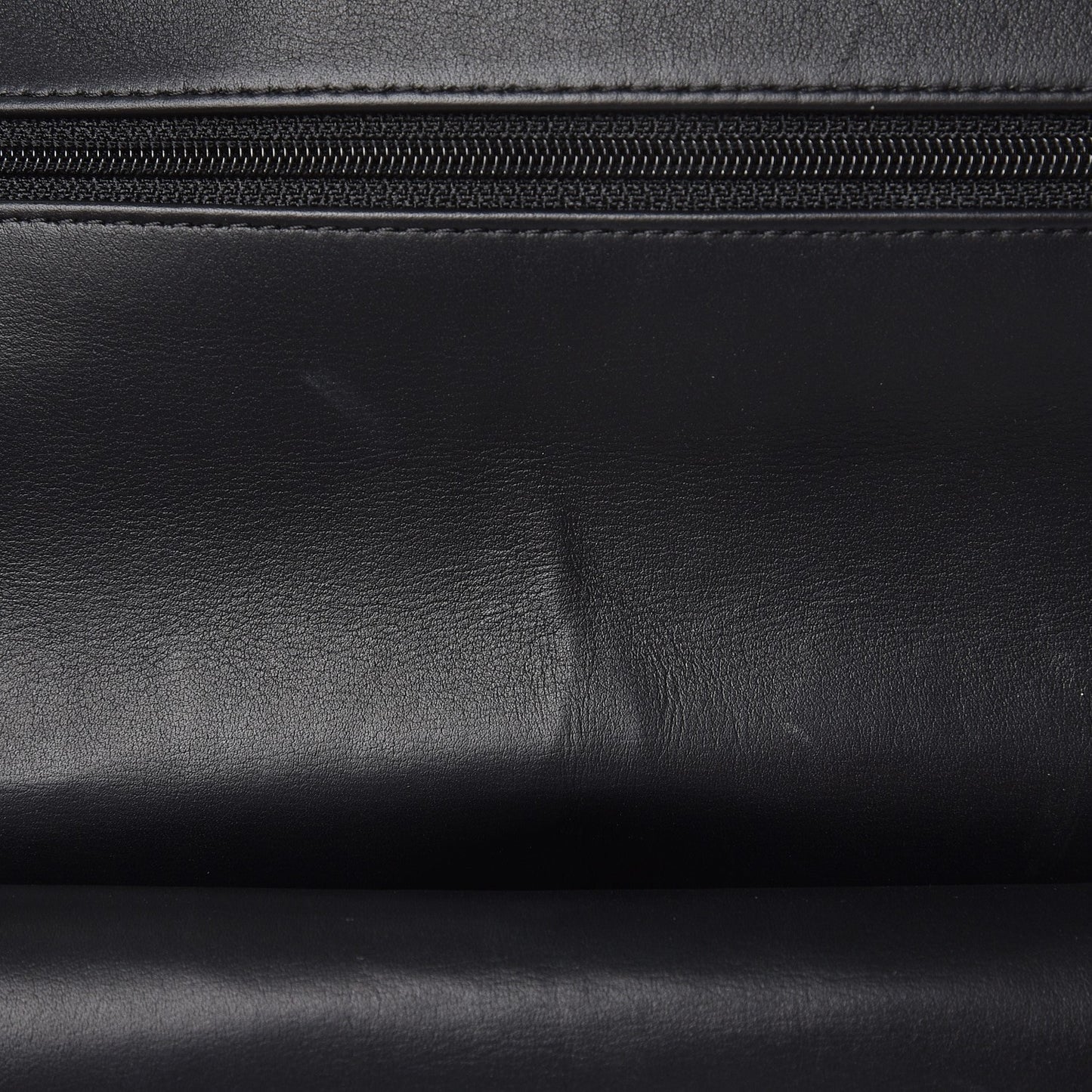 Striated Patent Quilted Medium Double Flap Black