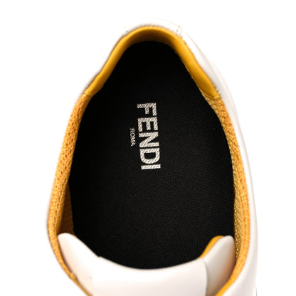 Fendi Calfskin Bugs Eye Print Mens Low Top Sneakers 9 White Yellow 7 of 9
