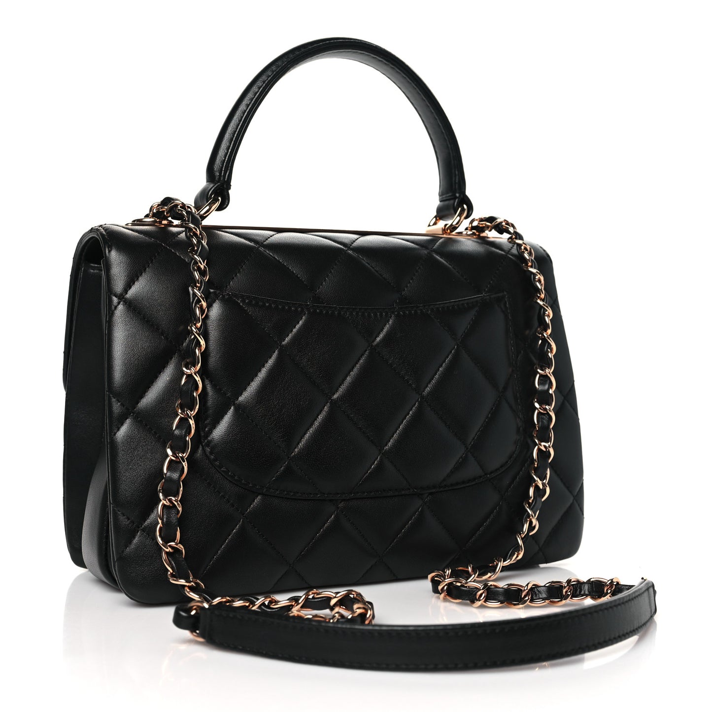 Lambskin Quilted Small Trendy CC Dual Handle Flap Bag Black