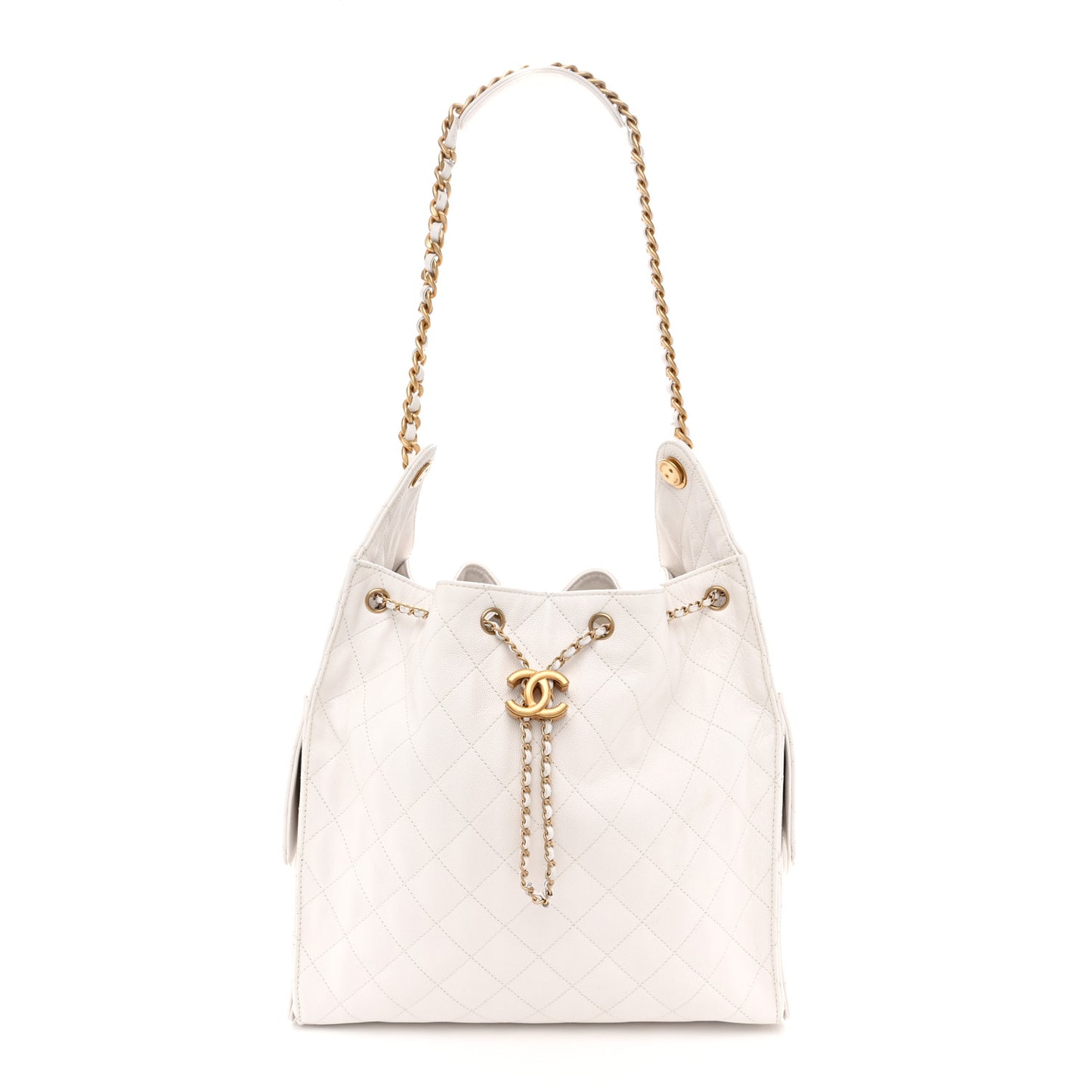 Caviar Quilted Medium Chanel 25 Handbag White