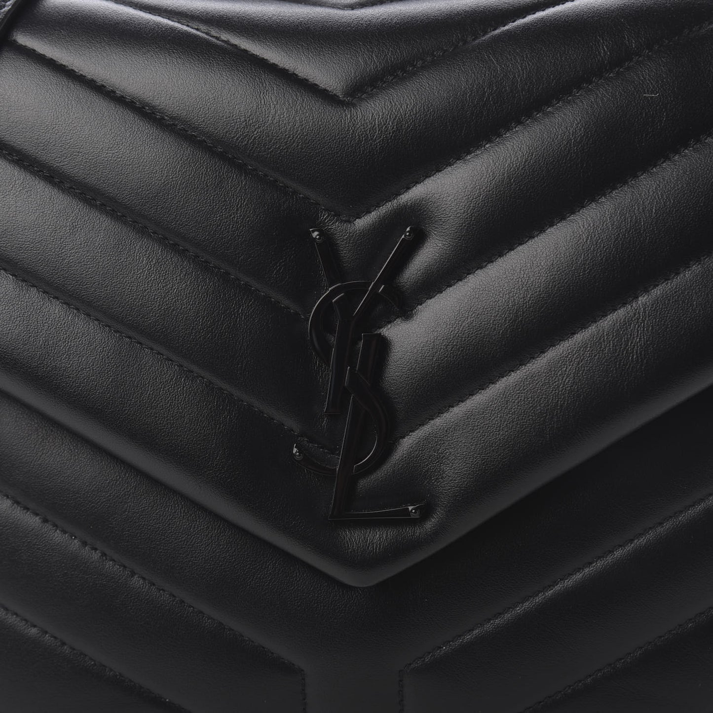 Calfskin Y Quilted Monogram Medium Loulou Chain Satchel Black