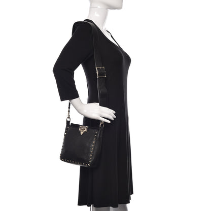 Valentino Garavani Pebbled Calfskin Mini Rockstud Flip-Lock Messenger Bag Black 2 of 8